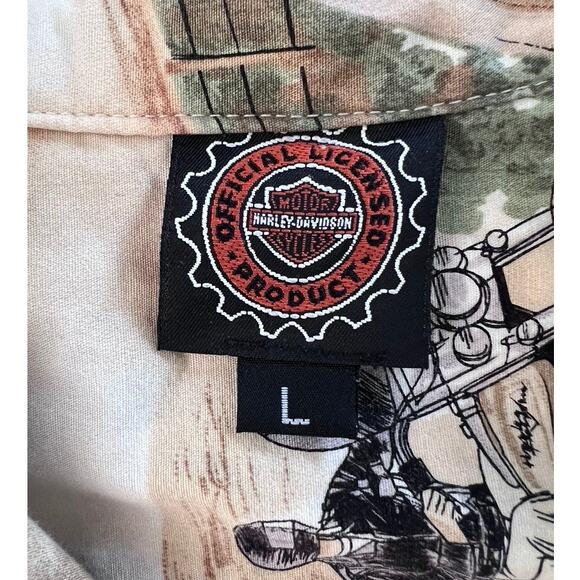 Vtg Harley Davidson Button Front Shirt USA Made 100% Cotton Road Trip Motorcycle - Picture 3 of 11